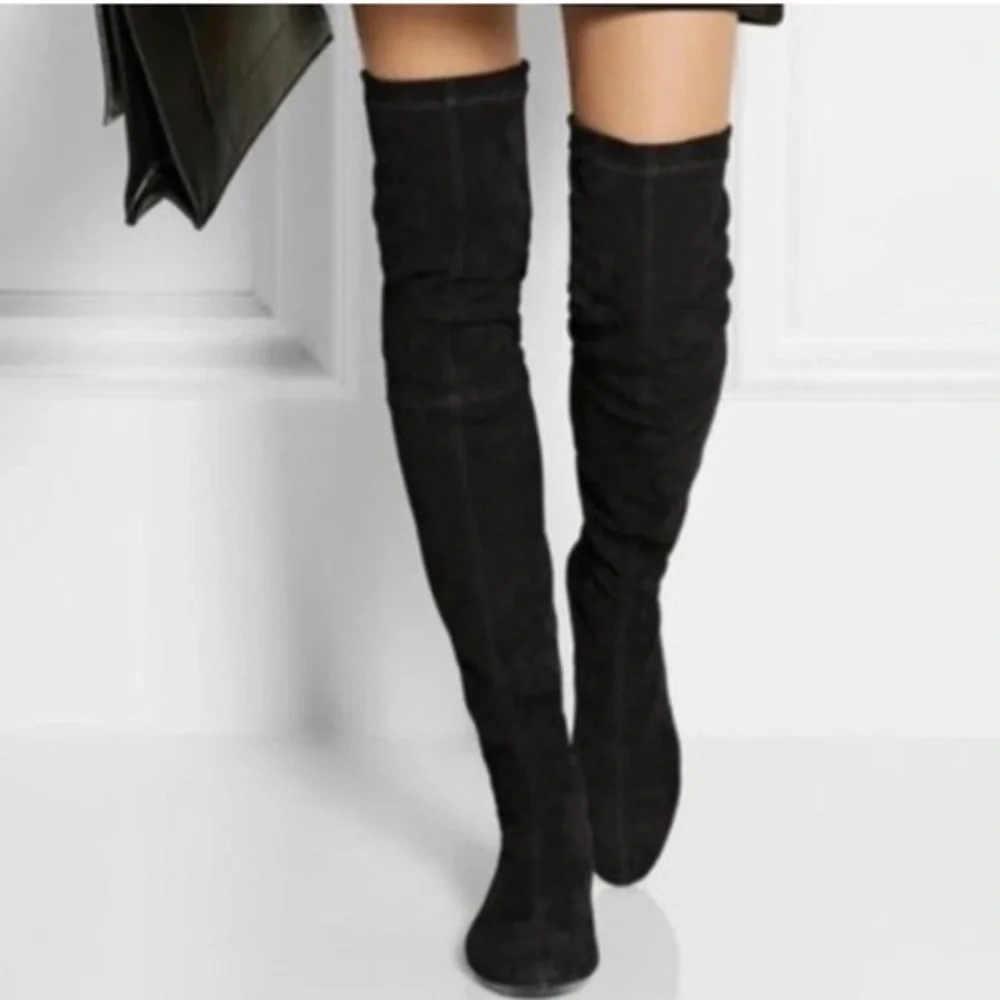 🥑Robert Clergerie Suede Over-The-Knee Boots Black 36 5.5